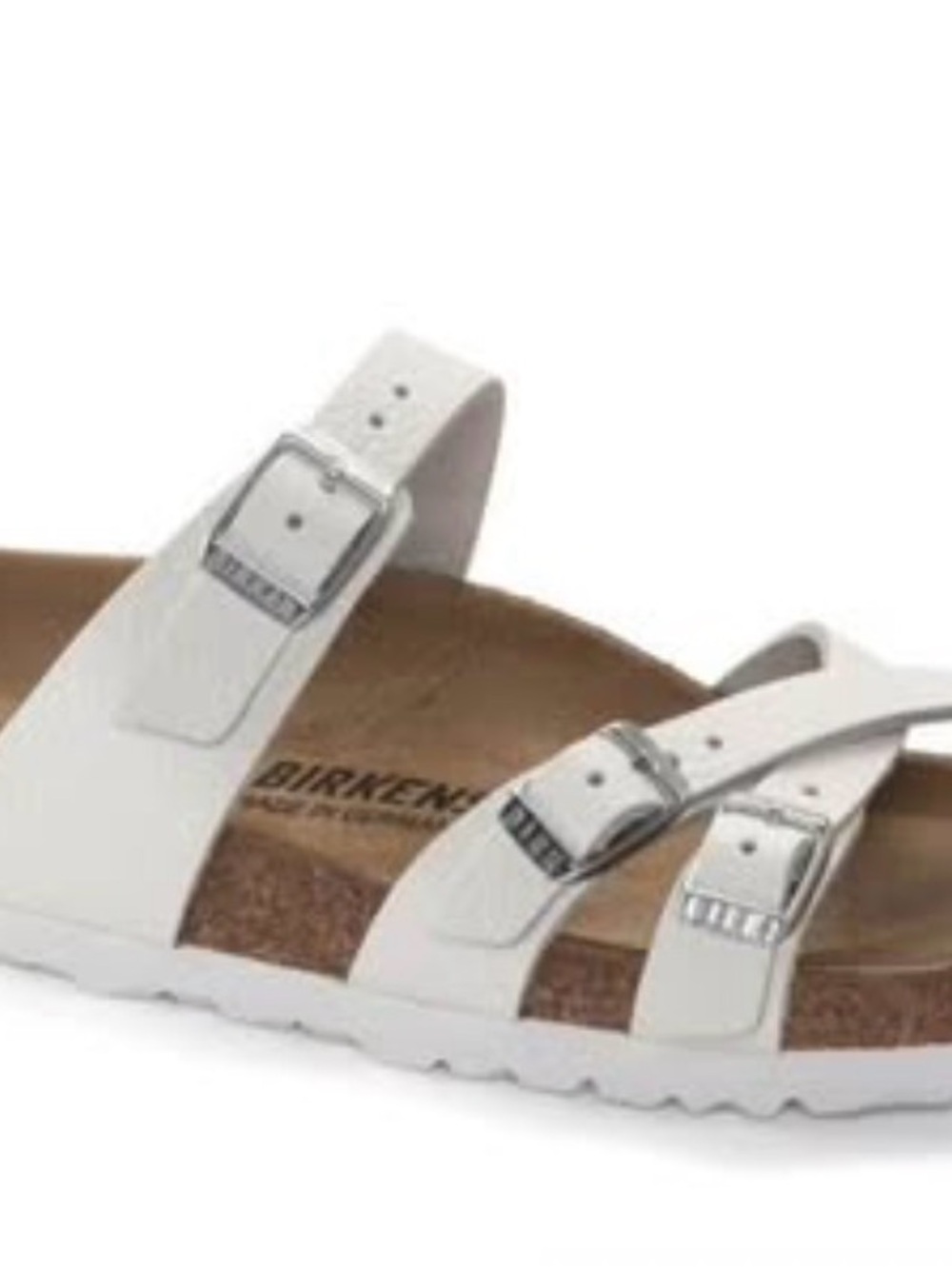 Birkenstock White Triple Buckle Cork Footbed Sandal